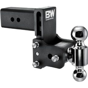 B&W Trailer Hitches Tow & Stow Adjustable Trailer Hitch Ball Mount - Fits 3" Receiver, Dual Ball (2" x 2-5/16"), 4.5" Drop, 21,000 GTW - TS30037B