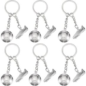 Taiyin 6 Pieces Mini Cute Soccer Keychain Soccer Keychain for Boys Soccer Ball Keychain Soccer Party Favors for Soccer Fans Men Women Boys Girls Gifts
