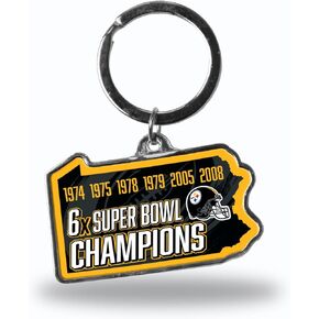 Rico Industries NFL Pittsburgh Steelers Champ State Shape Keychain Large