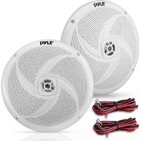 PyleUsa 8" Marine Vehicle Speakers Dual 2-Way 320W 4 Ohm Low Profile Waterproof Car Component Speaker System, 8 Oz Magnet, Voice Coil, for Custom Audio Boat, Truck, Watercraft, Mobile,Off-Road (White)