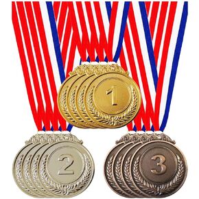 Jauisus 12 Pcs Gold Silver Bronze Medals 1st 2nd 3rd Place Metal Award Medals Olympic Style Winner Awards with Neck Ribbon for Sports, Party, Prizes, Competitions, 2 Inches