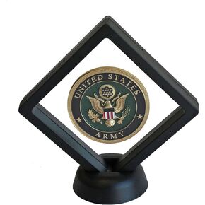 3D Floating Frame Medallion Medal Challenge Coin Poker Chip Guitar Pick Display Case Stand Holder Magic Suspension Box Display Stand Holder for Flat Fossil, Rock, Gemstones, Megladon Tooth, Specimens