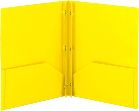Smead Poly Two-Pocket Folder, Three-Hole Punch Prong Fasteners, Letter Size, Yellow, 3 per Pack (87733) in Saudi Arabia
