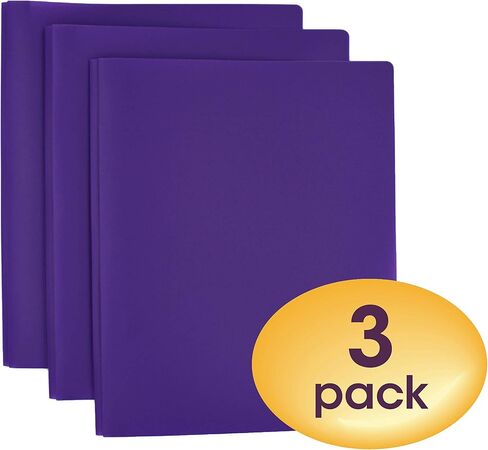 Smead Poly Two-Pocket Folder, Three-Hole Punch Prong Fasteners, Letter Size, Yellow, 3 per Pack (87733) in Saudi Arabia