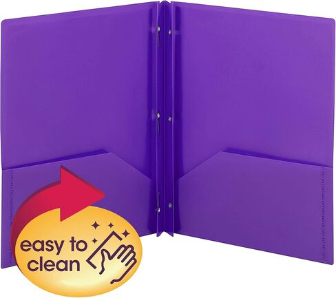 Smead Poly Two-Pocket Folder, Three-Hole Punch Prong Fasteners, Letter Size, Yellow, 3 per Pack (87733) in Saudi Arabia