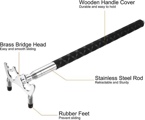PATIKIL Retractable Billiards Cue Stick Bridge, Silicone Pool Cue Accessory with Removable Low Brass Bridge Head for Pool Table Competition in Saudi Arabia