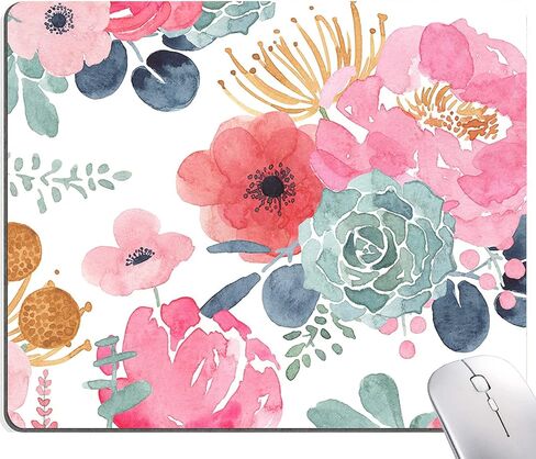 Mouse Pad, Premium-Textured Mouse Mat, Non-Slip Rubber Base Mousepad for Laptop, Computer & PC,9.5×7.9 in,Pink Green Flower in Saudi Arabia