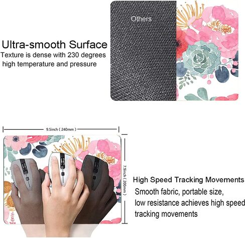 Mouse Pad, Premium-Textured Mouse Mat, Non-Slip Rubber Base Mousepad for Laptop, Computer & PC,9.5×7.9 in,Pink Green Flower in Saudi Arabia