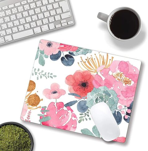 Mouse Pad, Premium-Textured Mouse Mat, Non-Slip Rubber Base Mousepad for Laptop, Computer & PC,9.5×7.9 in,Pink Green Flower in Saudi Arabia