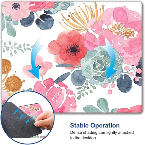 Mouse Pad, Premium-Textured Mouse Mat, Non-Slip Rubber Base Mousepad for Laptop, Computer & PC,9.5×7.9 in,Pink Green Flower in Saudi Arabia
