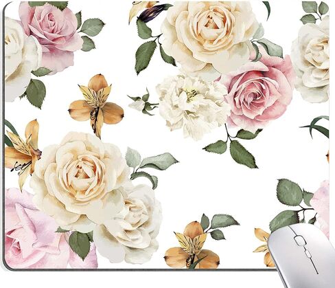 Mouse Pad, Premium-Textured Mouse Mat, Non-Slip Rubber Base Mousepad for Laptop, Computer & PC,9.5×7.9 in,Pink Green Flower in Saudi Arabia