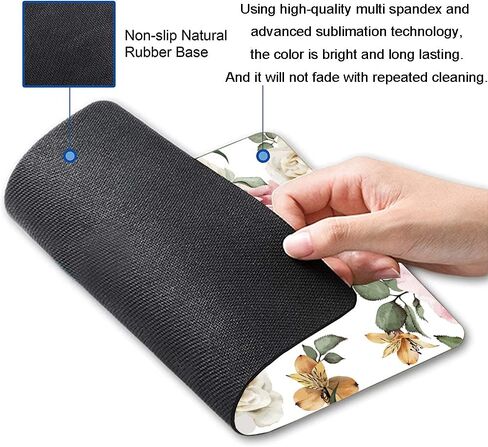 Mouse Pad, Premium-Textured Mouse Mat, Non-Slip Rubber Base Mousepad for Laptop, Computer & PC,9.5×7.9 in,Pink Green Flower in Saudi Arabia