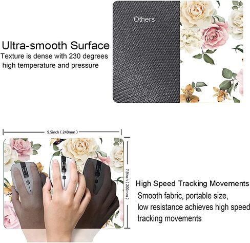 Mouse Pad, Premium-Textured Mouse Mat, Non-Slip Rubber Base Mousepad for Laptop, Computer & PC,9.5×7.9 in,Pink Green Flower in Saudi Arabia