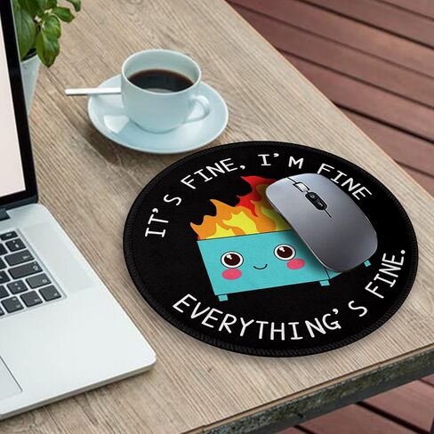 Gctriki Anime Black Cat Mouse Pad, Cute Computer Mouse Pads for Desk, Funny Round Mousepad for Laptop Gaming Stitched Edge Non-Slip Rubber Base Cute Green Home Office Desk Accessories Decor for Women in Saudi Arabia