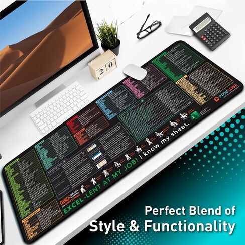 لوحة ماوس لمفاتيح الاختصار من Excel - لوحة ماوس للألعاب ممتدة كبيرة الحجم مقاس XL | حصيرة لوحة المفاتيح لجداول بيانات مكتب الكمبيوتر | حافة مخيطة غير قابلة للانزلاق in Kuwait