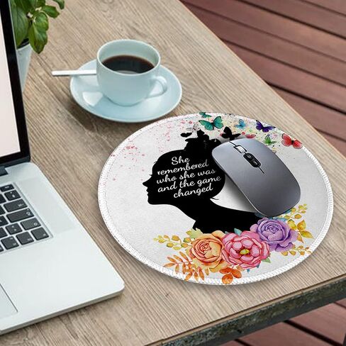 Gctriki Anime Black Cat Mouse Pad, Cute Computer Mouse Pads for Desk, Funny Round Mousepad for Laptop Gaming Stitched Edge Non-Slip Rubber Base Cute Green Home Office Desk Accessories Decor for Women in Saudi Arabia