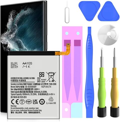 Galaxy S22 Ultra Battery, Upgrade 6500 mAh EB-BS908ABY Super High Capacity Li-ion Replacement Battery for Samsung Galaxy S22 Ultra 5G SM-S908U with Professional Replacement Tool Kits in Saudi Arabia