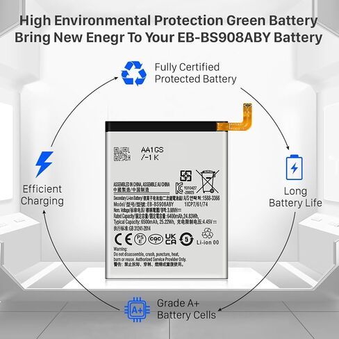 Galaxy S22 Ultra Battery, Upgrade 6500 mAh EB-BS908ABY Super High Capacity Li-ion Replacement Battery for Samsung Galaxy S22 Ultra 5G SM-S908U with Professional Replacement Tool Kits in Saudi Arabia