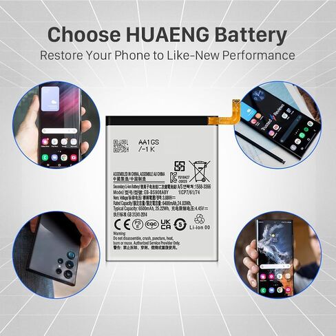 Galaxy S22 Ultra Battery, Upgrade 6500 mAh EB-BS908ABY Super High Capacity Li-ion Replacement Battery for Samsung Galaxy S22 Ultra 5G SM-S908U with Professional Replacement Tool Kits in Saudi Arabia