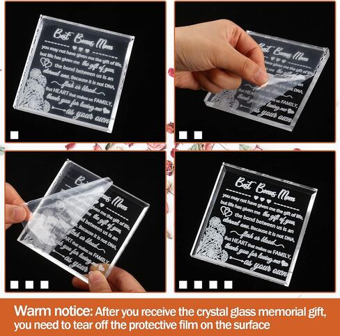 Bonus Mom Gifts Mom Son Stepdaughter Stepmom Stepson Gifts Crystal Glass Mom in Law Gift for Women Funny Clear Paperweights Keepsake for Mother's Day Birthday Wedding (Flowers Style) in Saudi Arabia