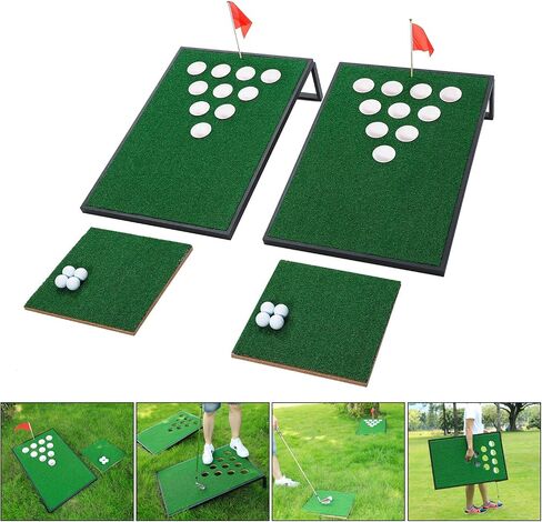 Golf Cornhole Game Set Combined Pong Game, Chipping Yard Game Boards with Chipping Mats & Golf Balls for Tailgate, Ideal Gift for Family, Golfer and Friends in Saudi Arabia