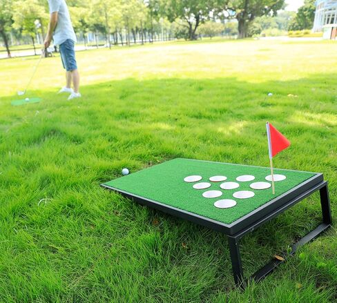 Golf Cornhole Game Set Combined Pong Game, Chipping Yard Game Boards with Chipping Mats & Golf Balls for Tailgate, Ideal Gift for Family, Golfer and Friends in Saudi Arabia
