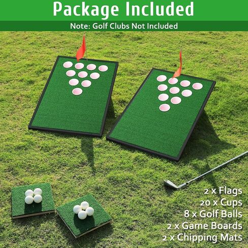 Golf Cornhole Game Set Combined Pong Game, Chipping Yard Game Boards with Chipping Mats & Golf Balls for Tailgate, Ideal Gift for Family, Golfer and Friends in Saudi Arabia