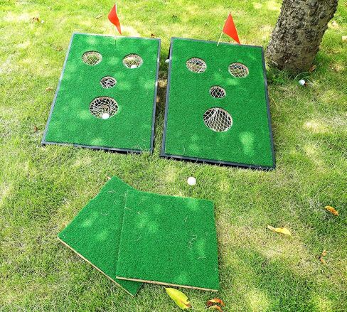 Golf Cornhole Game Set Combined Pong Game, Chipping Yard Game Boards with Chipping Mats & Golf Balls for Tailgate, Ideal Gift for Family, Golfer and Friends in Saudi Arabia