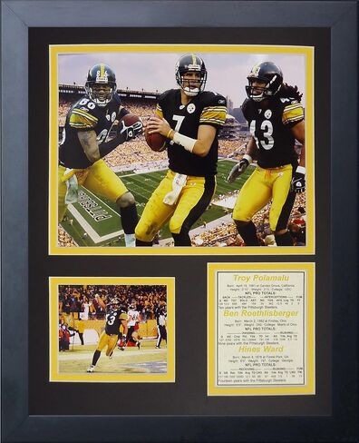 Legends Never Die Pittsburgh Steelers 2000's Big 3 Framed Photo Collage, 11x14-Inch Black in Saudi Arabia
