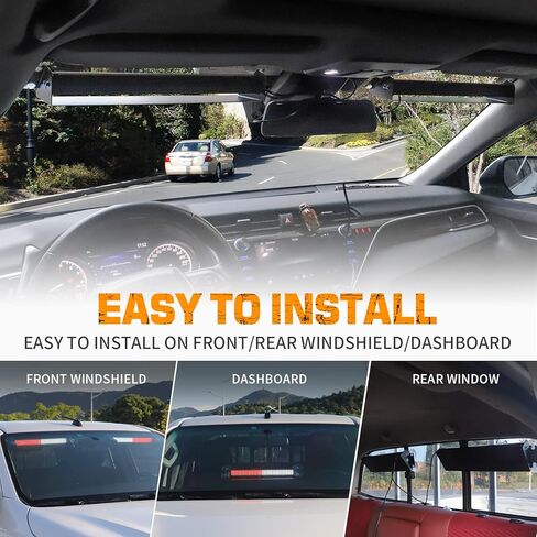 xridonsen أضواء اندفاعة الطوارئ 144 led أحمر أبيض داخلي الزجاج الأمامي ستروب متطوع أضواء رجال الاطفاء تحذير المخاطر السلامة 2x14.5 بوصة الأمامي/الخلفي سطح السفينة سبليت جبل للمركبات الشاحنات in Kuwait