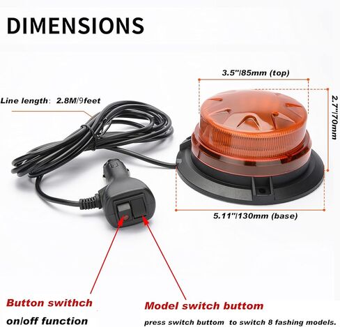 Green Led Emergency Strobe Beacon Lights with Magnetic Mount and 8 Flash Models Warning Safety Flashing Rooftop Signal Lamps for Vehicles Forklift Truck Tractor Golf (24-LED 12V-24V) in Kuwait