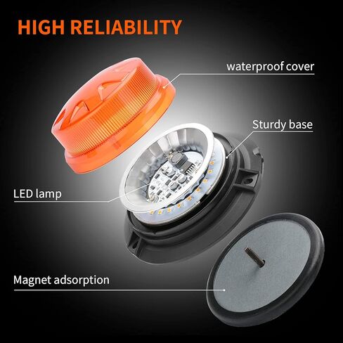 Green Led Emergency Strobe Beacon Lights with Magnetic Mount and 8 Flash Models Warning Safety Flashing Rooftop Signal Lamps for Vehicles Forklift Truck Tractor Golf (24-LED 12V-24V) in Kuwait