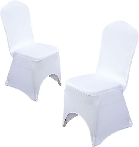 2PCS White Chair Covers Polyester Spandex Chair Cover Stretch Slipcovers Covers for Wedding, Party and Banquet in Saudi Arabia