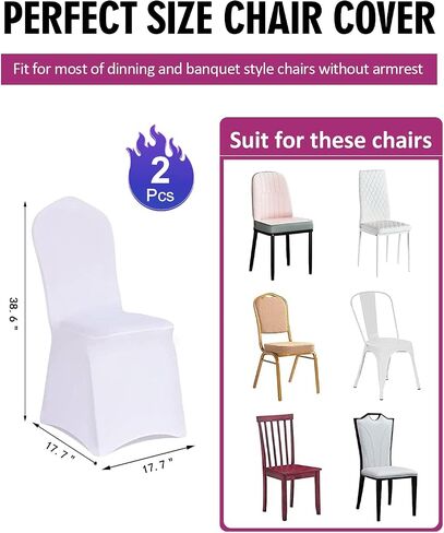 2PCS White Chair Covers Polyester Spandex Chair Cover Stretch Slipcovers Covers for Wedding, Party and Banquet in Saudi Arabia