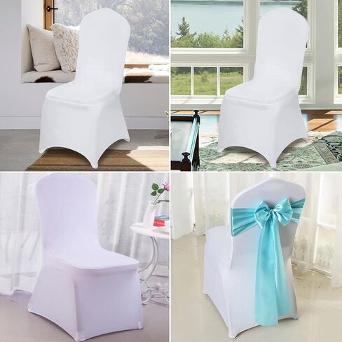 2PCS White Chair Covers Polyester Spandex Chair Cover Stretch Slipcovers Covers for Wedding, Party and Banquet in Saudi Arabia