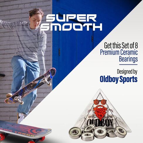 Ceramic Skateboard Bearings, Set of 8 Bearings for Skateboards, Longboards, Inline Skates, Rollerblades, Super Lube Ball Bearings, Skateboard Accessories (608RS ZrO2 at 8 x 22 x 7 mm) in Saudi Arabia