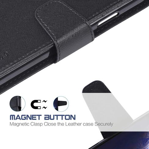 Arae Wallet Case Designed for iPhone XR PU Leather flip case Cover [Stand Feature] with Wrist Strap and [4-Slots] ID&Credit Cards Pocket for iPhone XR 6.1 inch -Black in Kuwait