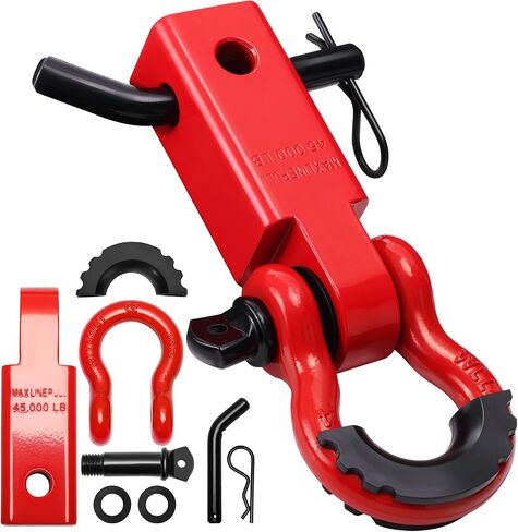 Shackle Hitch Receiver Set 2", with 3/4" D Ring Shackle and 5/8" Screw Pin, 45000 Lbs Maximum Break Strength, for Vehicle Recovery (Red) in Saudi Arabia