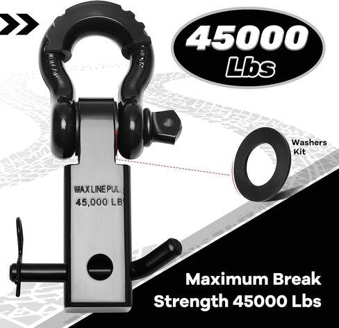 Shackle Hitch Receiver Set 2", with 3/4" D Ring Shackle and 5/8" Screw Pin, 45000 Lbs Maximum Break Strength, for Vehicle Recovery (Red) in Saudi Arabia