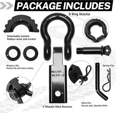 Shackle Hitch Receiver Set 2", with 3/4" D Ring Shackle and 5/8" Screw Pin, 45000 Lbs Maximum Break Strength, for Vehicle Recovery (Red) in Saudi Arabia
