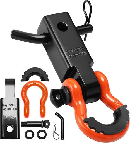 مجموعة استقبال وصلة القيد 2 بوصة، مع تكبل حلقة على شكل حرف D 3/4 بوصة ودبوس لولبي 5/8 بوصة، أقصى قوة للكسر 45000 رطل، لاستعادة السيارة (أحمر) in Kuwait