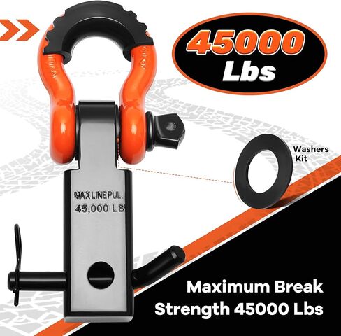 مجموعة استقبال وصلة القيد 2 بوصة، مع تكبل حلقة على شكل حرف D 3/4 بوصة ودبوس لولبي 5/8 بوصة، أقصى قوة للكسر 45000 رطل، لاستعادة السيارة (أحمر) in Kuwait