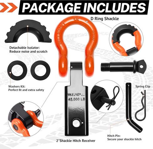 مجموعة استقبال وصلة القيد 2 بوصة، مع تكبل حلقة على شكل حرف D 3/4 بوصة ودبوس لولبي 5/8 بوصة، أقصى قوة للكسر 45000 رطل، لاستعادة السيارة (أحمر) in Kuwait