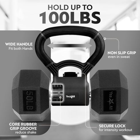 Yes4All Kettlebells Grip, Dumbbell Grip Handle, Convert Dumbbells into Kettlebell for Home Gym, Kettlebell for Weights Plate in Saudi Arabia