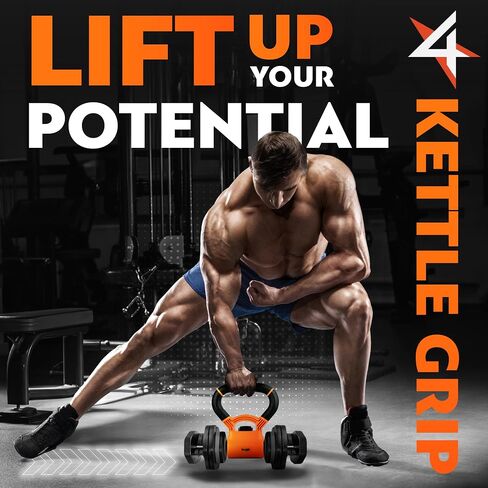 Yes4All Kettlebells Grip, Dumbbell Grip Handle, Convert Dumbbells into Kettlebell for Home Gym, Kettlebell for Weights Plate in Saudi Arabia