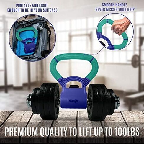 Yes4All Kettlebells Grip, Dumbbell Grip Handle, Convert Dumbbells into Kettlebell for Home Gym, Kettlebell for Weights Plate in Saudi Arabia
