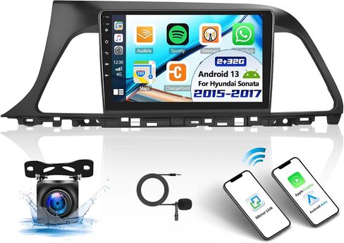 [2+32G] Android 13 Car Stereo for Hyundai Sonata 2015-2017 with Apple Carplay&Android Auto,9 Inch Car Radio with Mirror Link Bluetooth FM/RDS WiFi GPS Navigation SWC Dual USB+AHD Backup Camera in Saudi Arabia