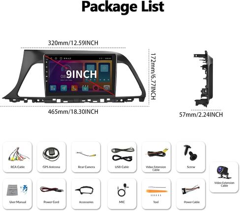 [2+32G] Android 13 Car Stereo for Hyundai Sonata 2015-2017 with Apple Carplay&Android Auto,9 Inch Car Radio with Mirror Link Bluetooth FM/RDS WiFi GPS Navigation SWC Dual USB+AHD Backup Camera in Saudi Arabia