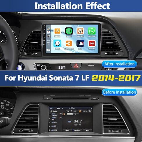 [2+32G] ستيريو سيارة Android 13 لسيارة Hyundai Sonata 2015-2017 مع Apple Carplay&Android Auto، راديو سيارة 9 بوصة مع وصلة مرآة بلوتوث FM/RDS WiFi GPS Navigation SWC Dual USB+AHD كاميرا احتياطية in Kuwait