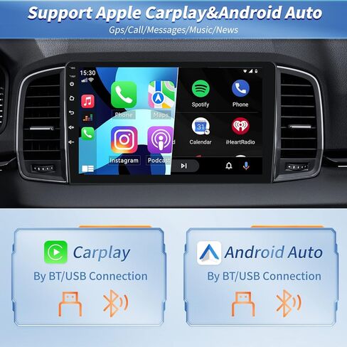 [2+32G] ستيريو سيارة Android 13 لسيارة Hyundai Sonata 2015-2017 مع Apple Carplay&Android Auto، راديو سيارة 9 بوصة مع وصلة مرآة بلوتوث FM/RDS WiFi GPS Navigation SWC Dual USB+AHD كاميرا احتياطية in Kuwait